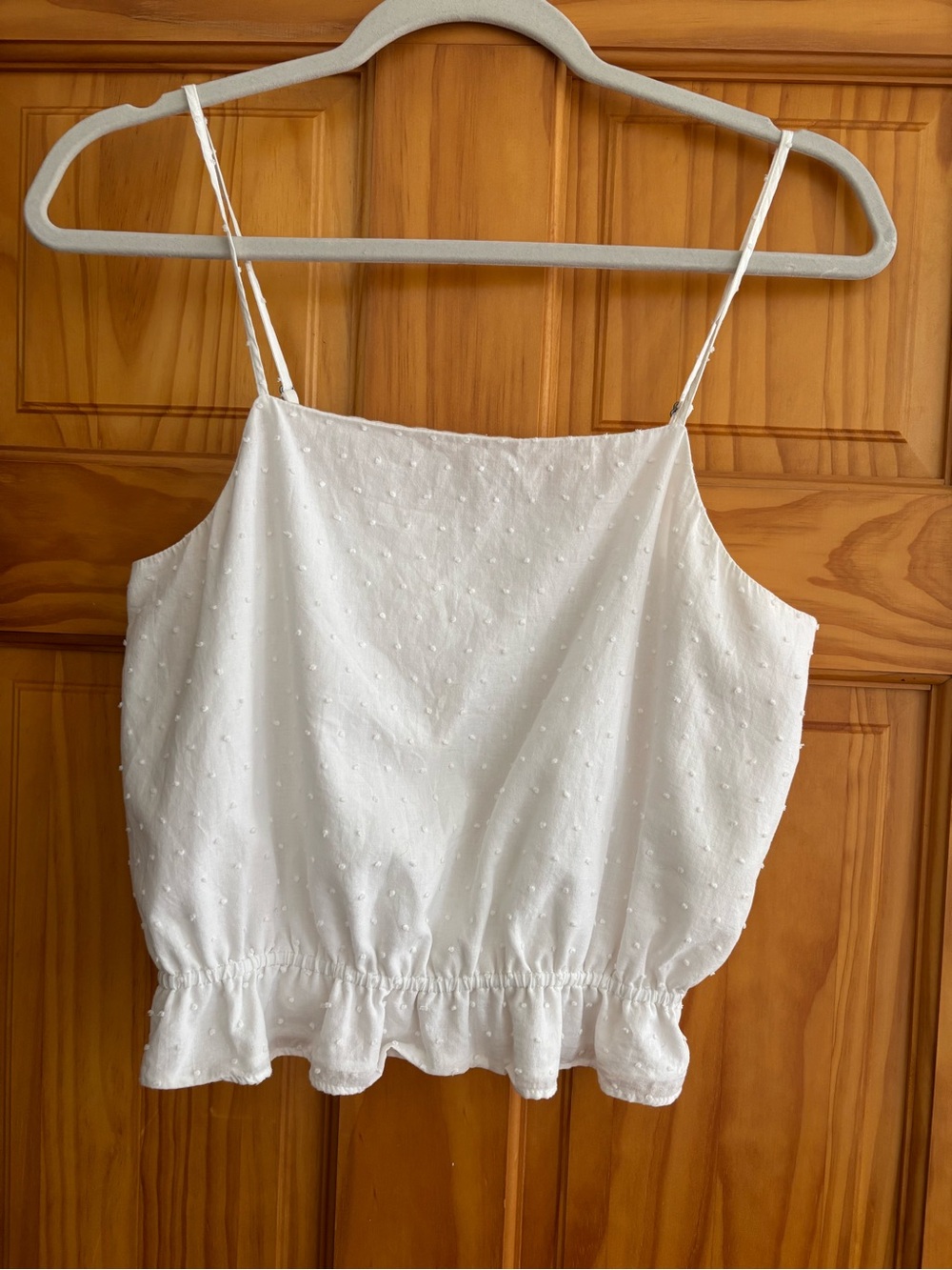 Abound White Swiss Dot Ruffle-Hem Camisole